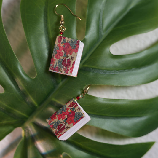 Floral Dangle Earrings - Pomegranate Monstera
