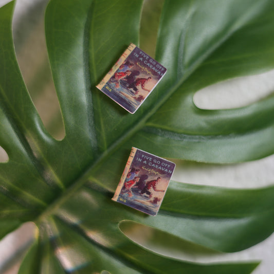 Titled Stud Earrings - Enid Blyton - Five Go Off in a Caravan