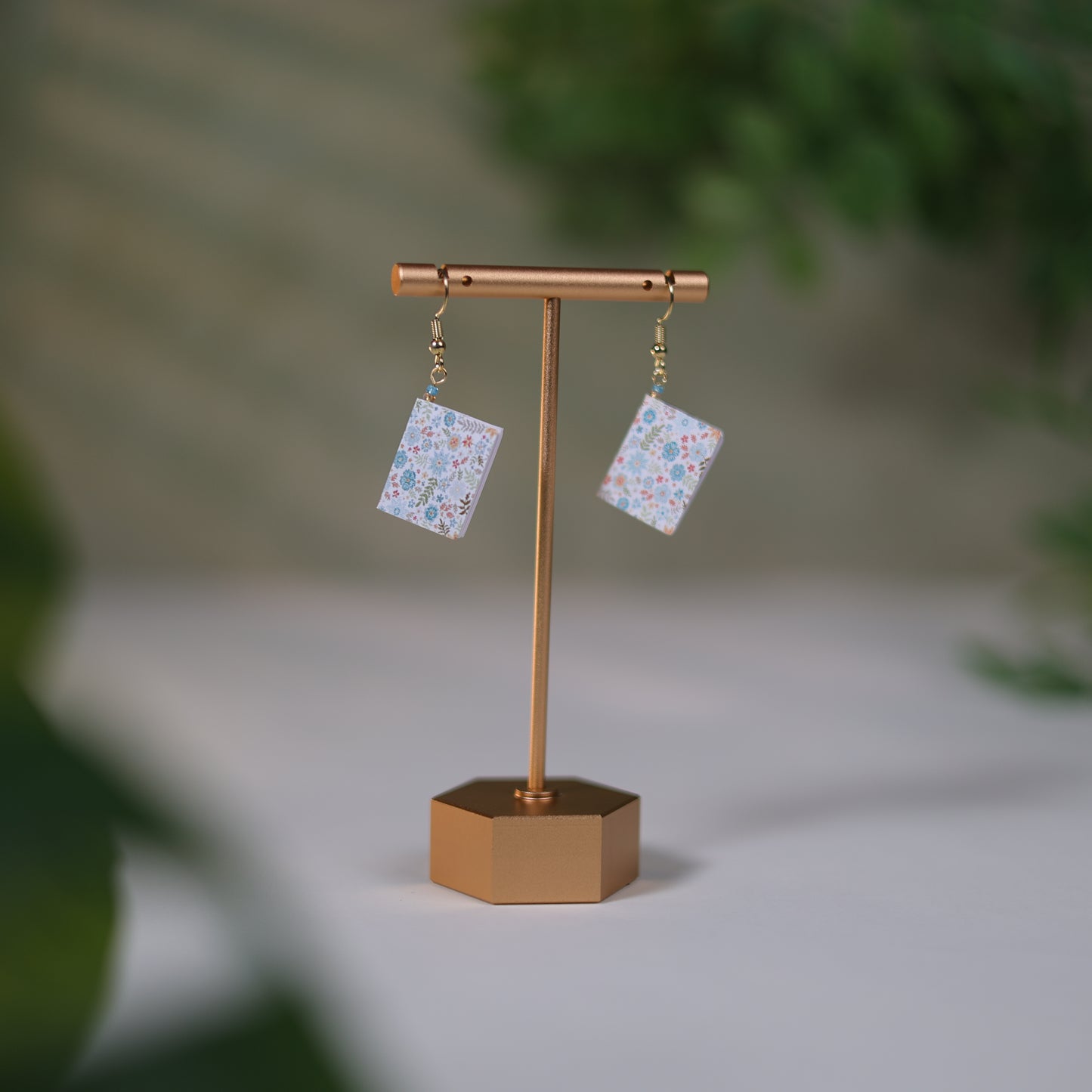 Floral Dangle Earrings - Orchid Sky