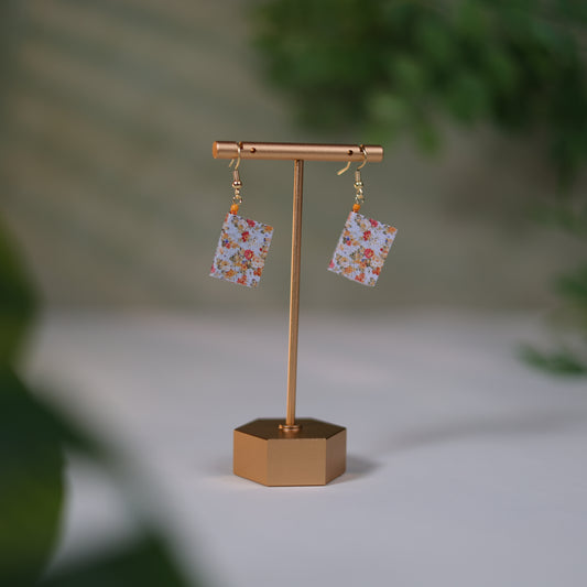 Floral Dangle Earrings - Vintage Rose