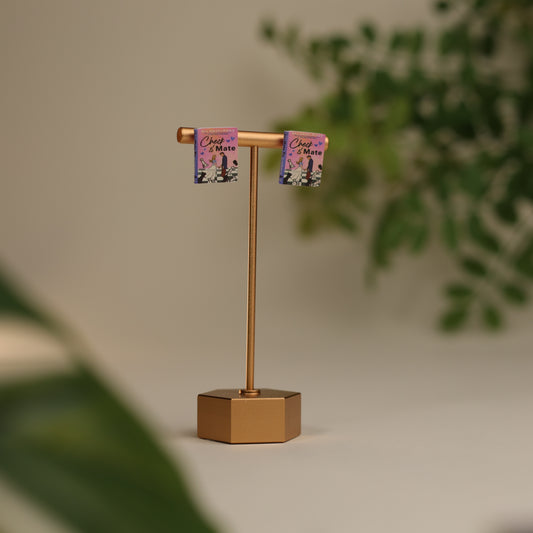 Titled Stud Earrings - Ali Hazelwood - Check and Mate